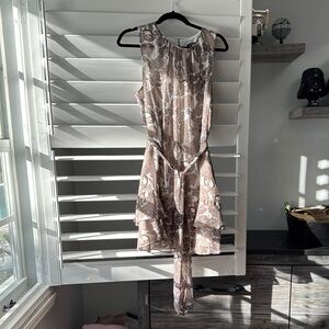 Elegant Beige Floral Dress